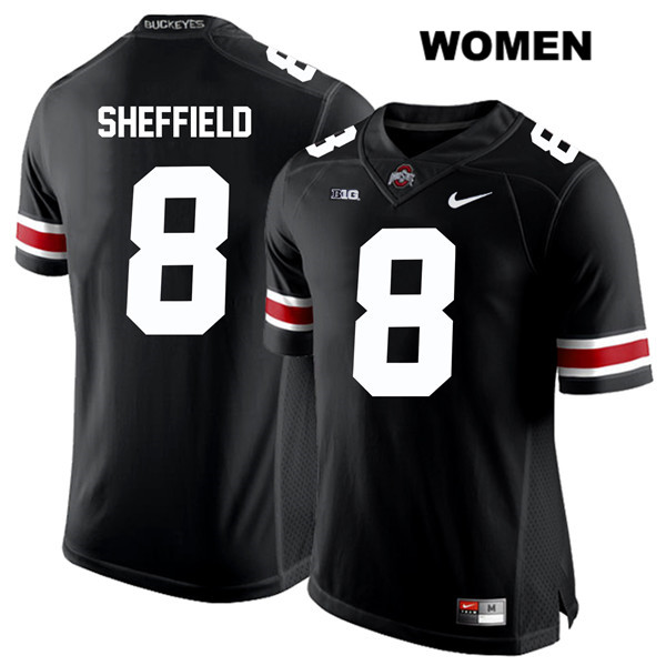 Ohio State Buckeyes Women's Kendall Sheffield #8 White Number Black Authentic Nike College NCAA Stitched Football Jersey CF19T07KL